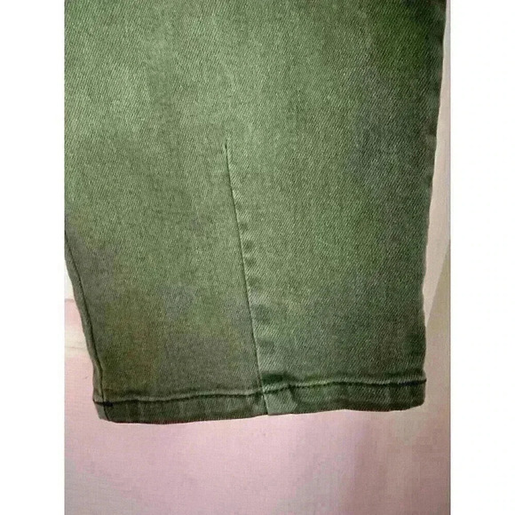 Zara High Waisted Pleated Cropped Denim Straight Leg Mom Jeans Green Size Medium - Picture 3 of 6